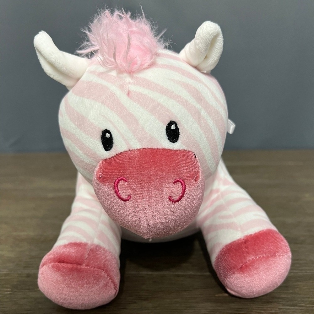 Animal Adventure Pink Zebra Plush Stuffed Animal White Stripes Heart